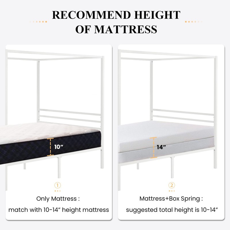 SHA CERLIN Metal Canopy Bed Frame Queen Size/Mattress Foundation with Metal S... gallery