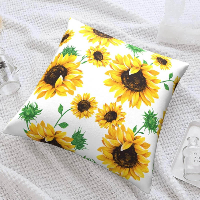 Yellow Sunflower Throw Pillow Case Square Sofa Cushion Cover Home Decorative Arm gallery