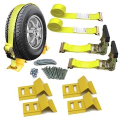 Wheel Chock Tie Down Strap Kit for Trailer ATV RZR UTV Tie Down Strap, 2 Wheels