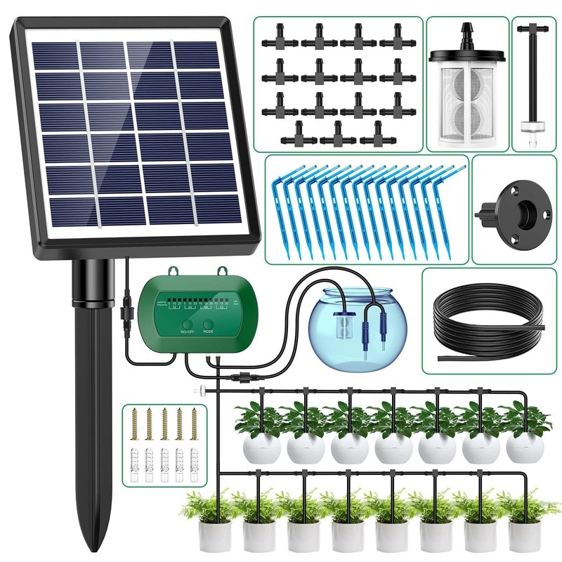50FT Solar Automatic Drip Irrigation System Kit Plant Watering Timer Garden gallery