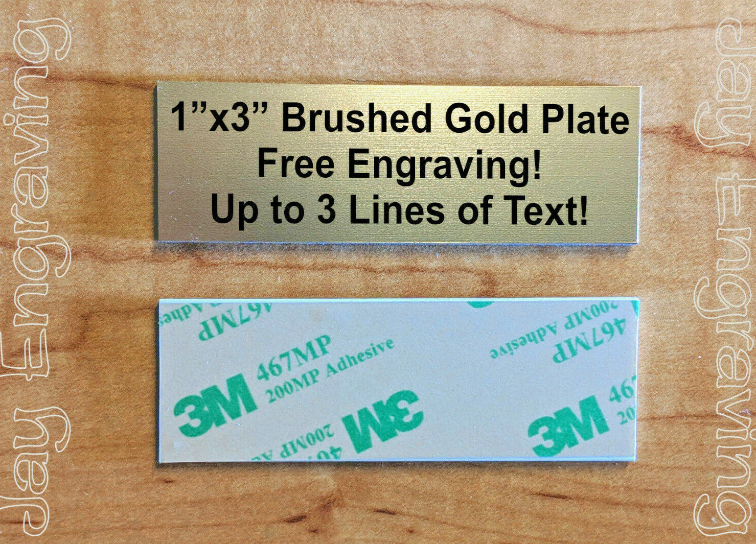 Brushed Gold 1x3 Custom Engraved Stick-On Plate / Adhesive Plaque Sign Label Tag gallery