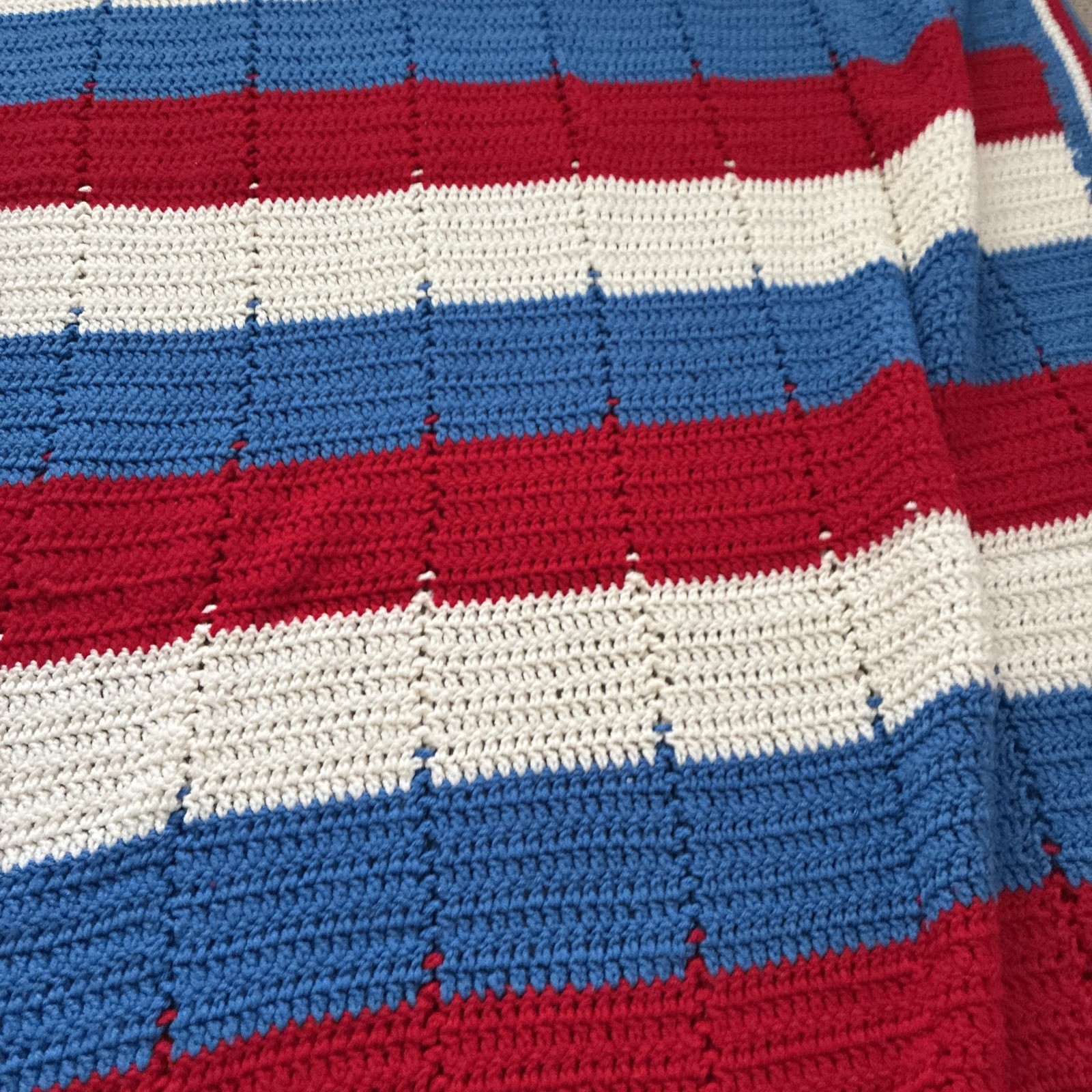 Afghan Red White And Blue 67x 47 Excellent Condition gallery