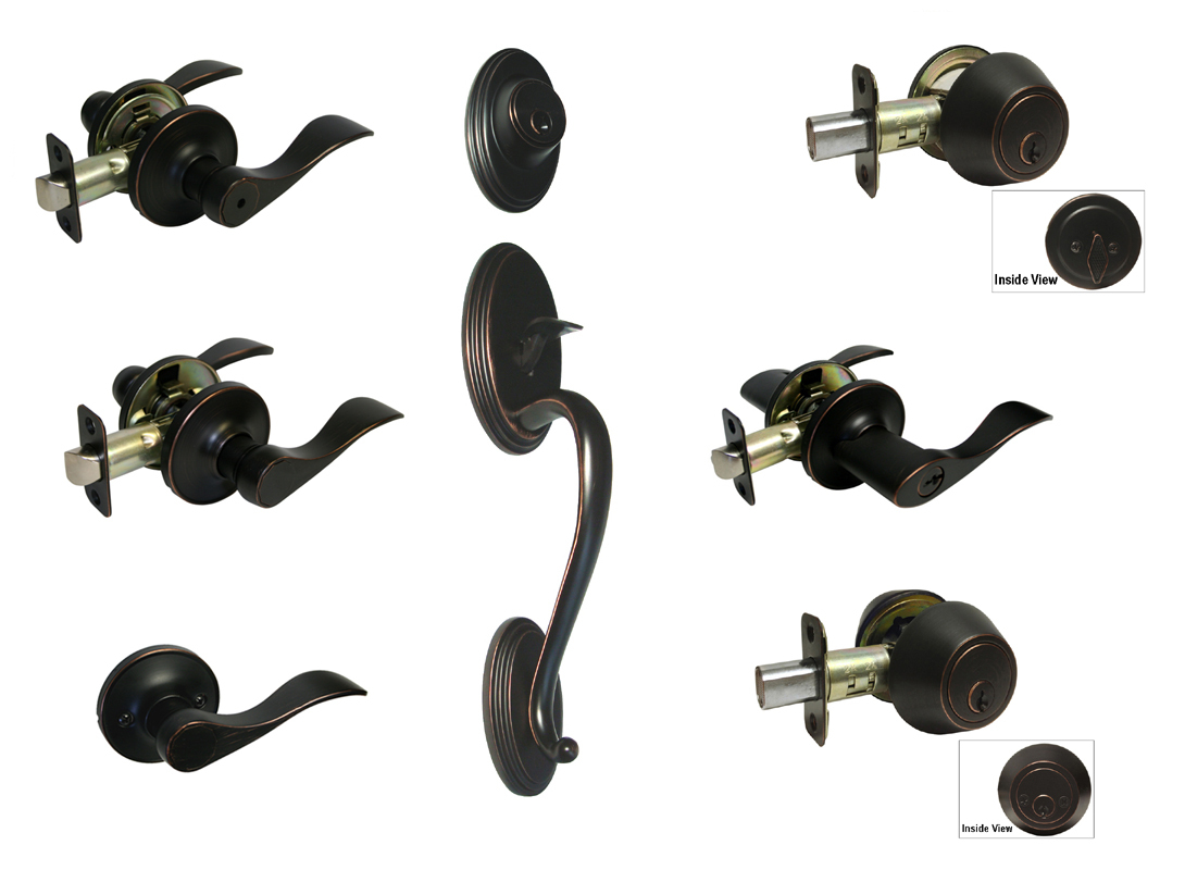 Oil Rubbed Bronze door handle knobs levers Locks entrance privacy Keyed Lock gallery