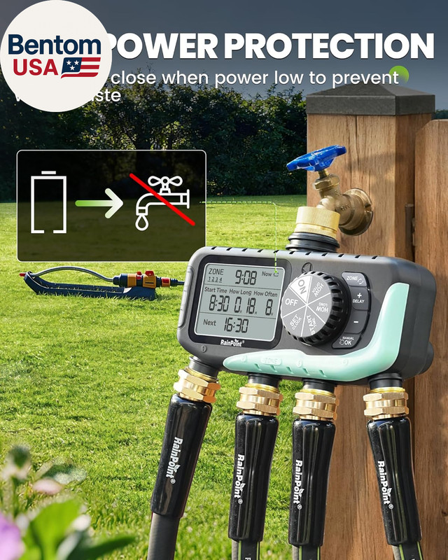 Sprinkler Timer 4 Zone, Water Timer for Programmable, for Soaker Hose with Rain gallery