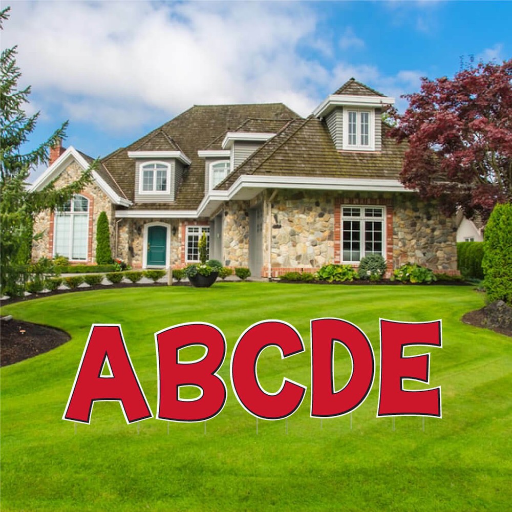 Alphabet Yard Letters, Solid Color with Outline 18" KG, 26 pcs, Stakes Included