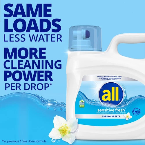 All Sensitive Fresh Liquid Laundry Detergent 208 fl oz 166 Loads Hypoallergenic gallery