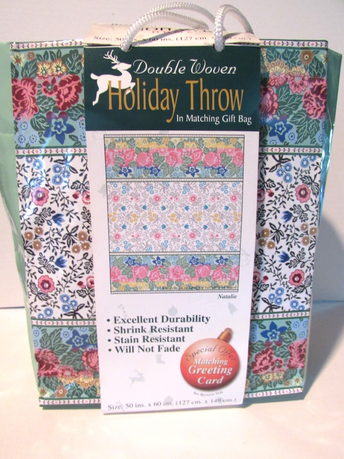 Mohawk Home Floral "Natalie" Double Woven 50 x 60-inch Throw Blanket *New gallery