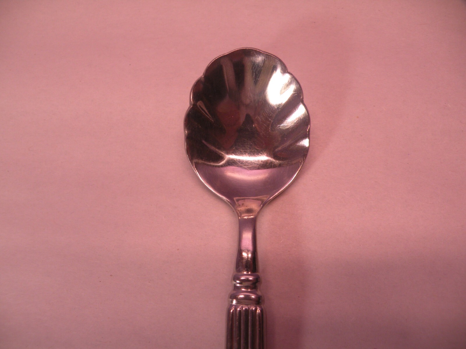 Hampton Forged Monument Sugar Shell Spoon Ribbed 18/10 Stainless Flatware GC2 gallery