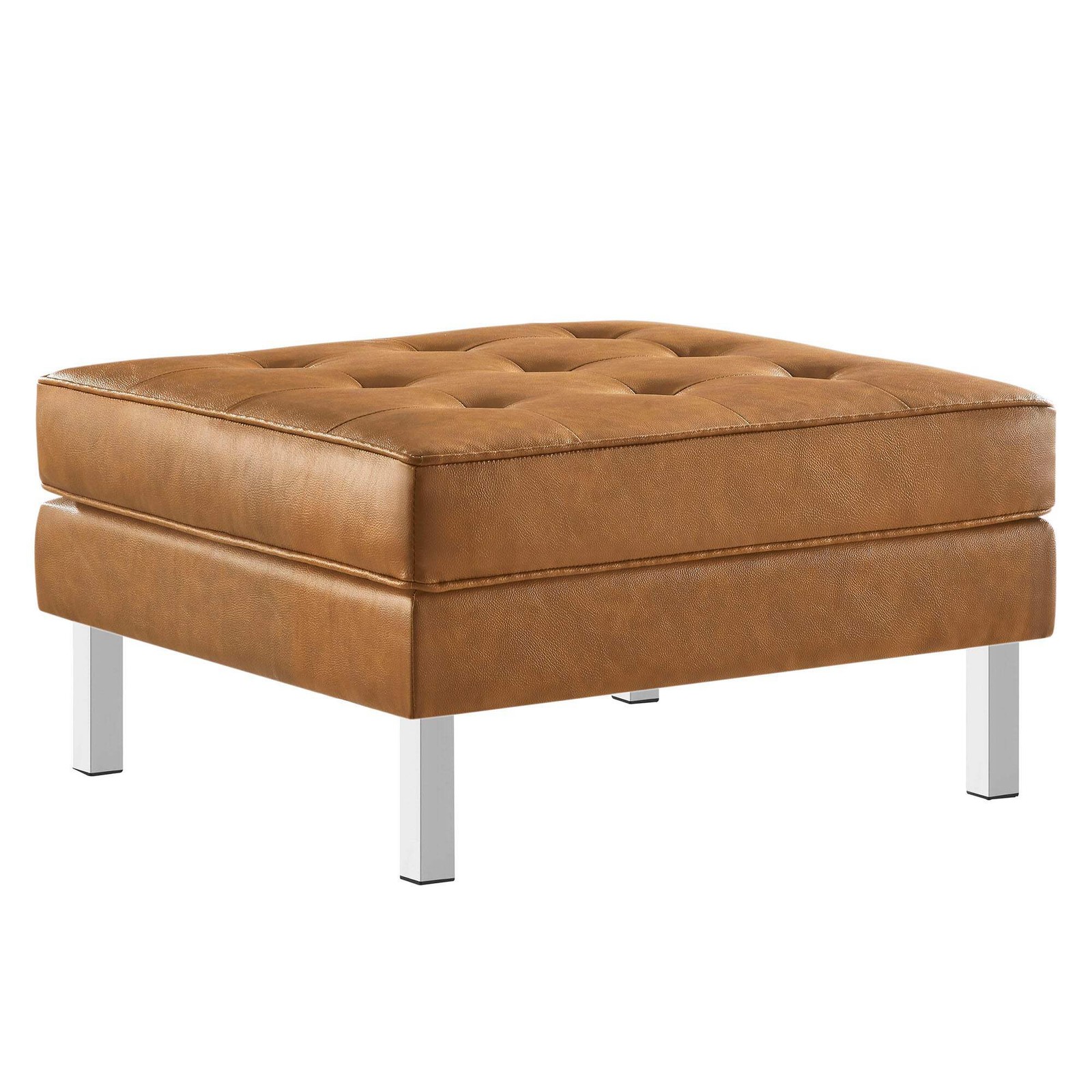 Loft Tufted Vegan Leather Ottoman gallery