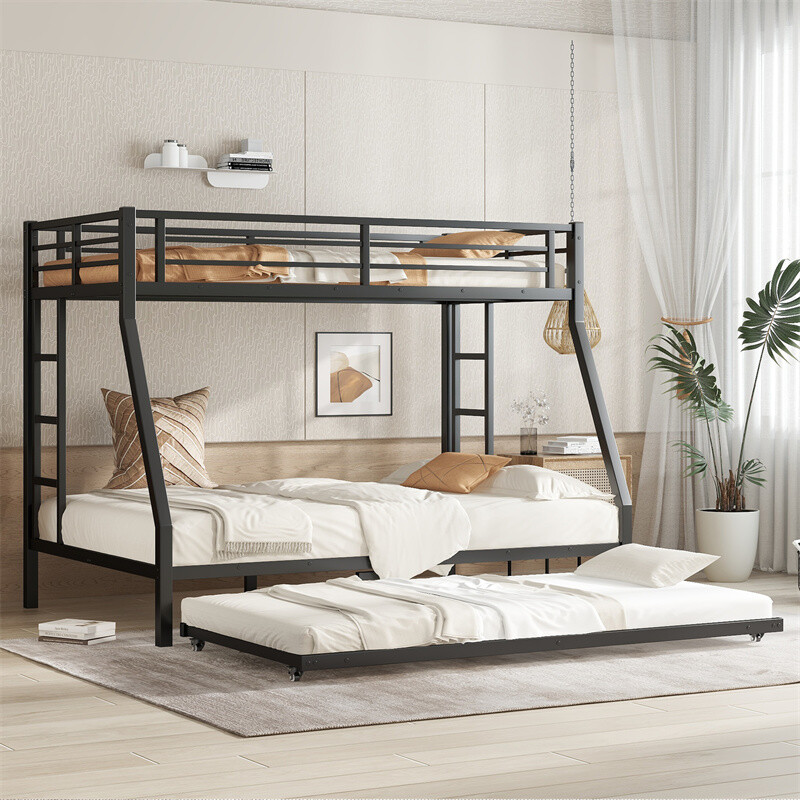 Metal Bunk Bed Twin Over Full Size with Trundle Bed for Child's Teen's Bedroom gallery