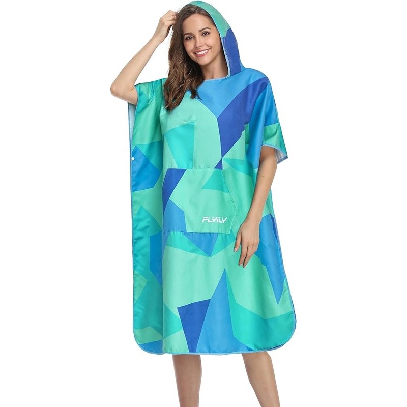 Microfiber Surf Poncho Adults & Kids Quick Dry Changing Towel Hooded Beach Use gallery