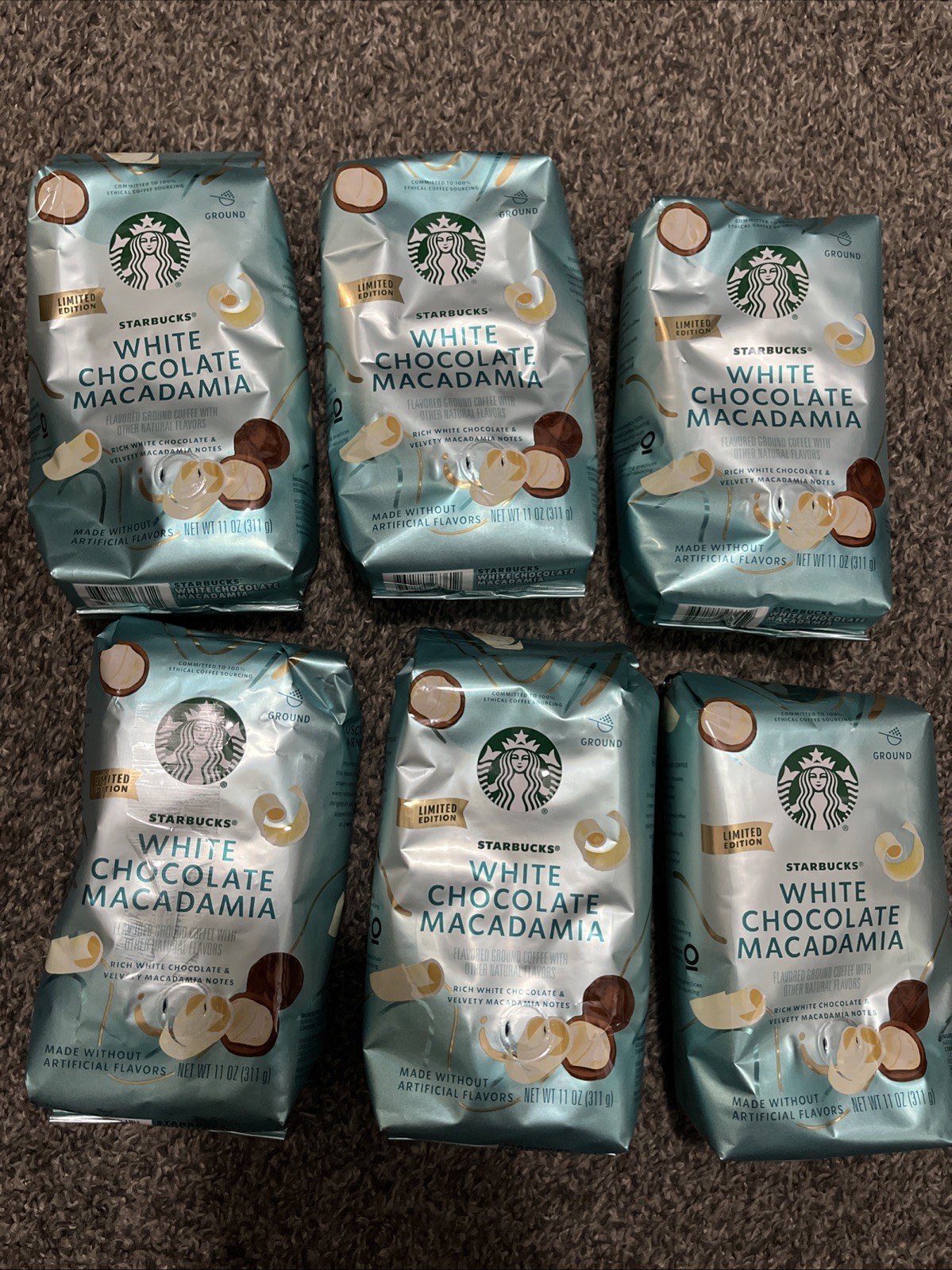 6 BAG Starbucks White Chocolate Macadamia Nut Ground Coffee 11oz Limited Ed LOT gallery