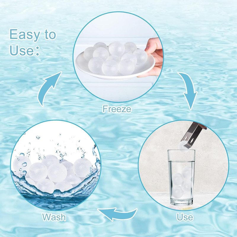 100 Pack Reusable Ice Cube for Drinks, Clear round Shape Plastic Ice Cubes witho gallery
