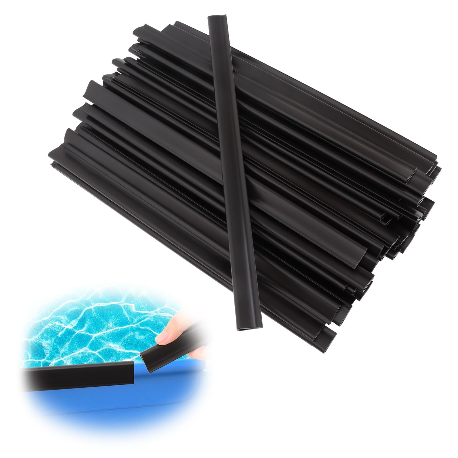 Niuyhe Coping Strips for Overlap Above Ground Pool Liners, 61 pcs, Black gallery