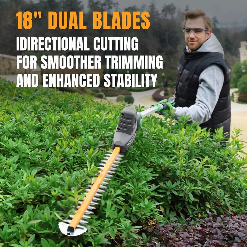 WORKPROX 20V Cordless Pole Electric Hedge Trimmer 2.0Ah Battery &Charging Cable gallery