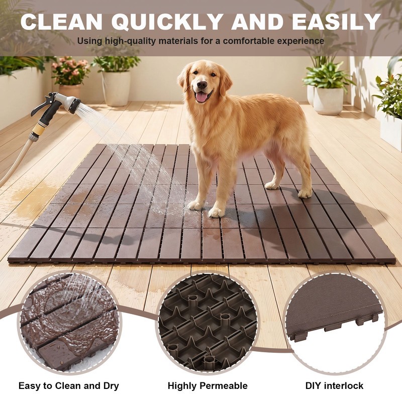 12x12" Plastic Interlocking Composite Decking Floor Deck Tiles For Patio Bacony gallery