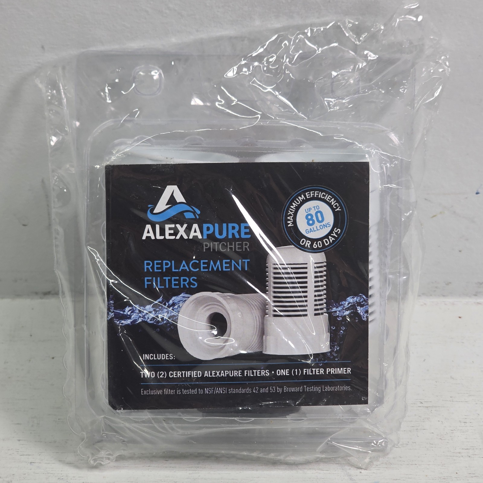 Alexapure Water Pitcher Replacement Filters 2-Pack + 1 Filter Primer New Sealed! gallery