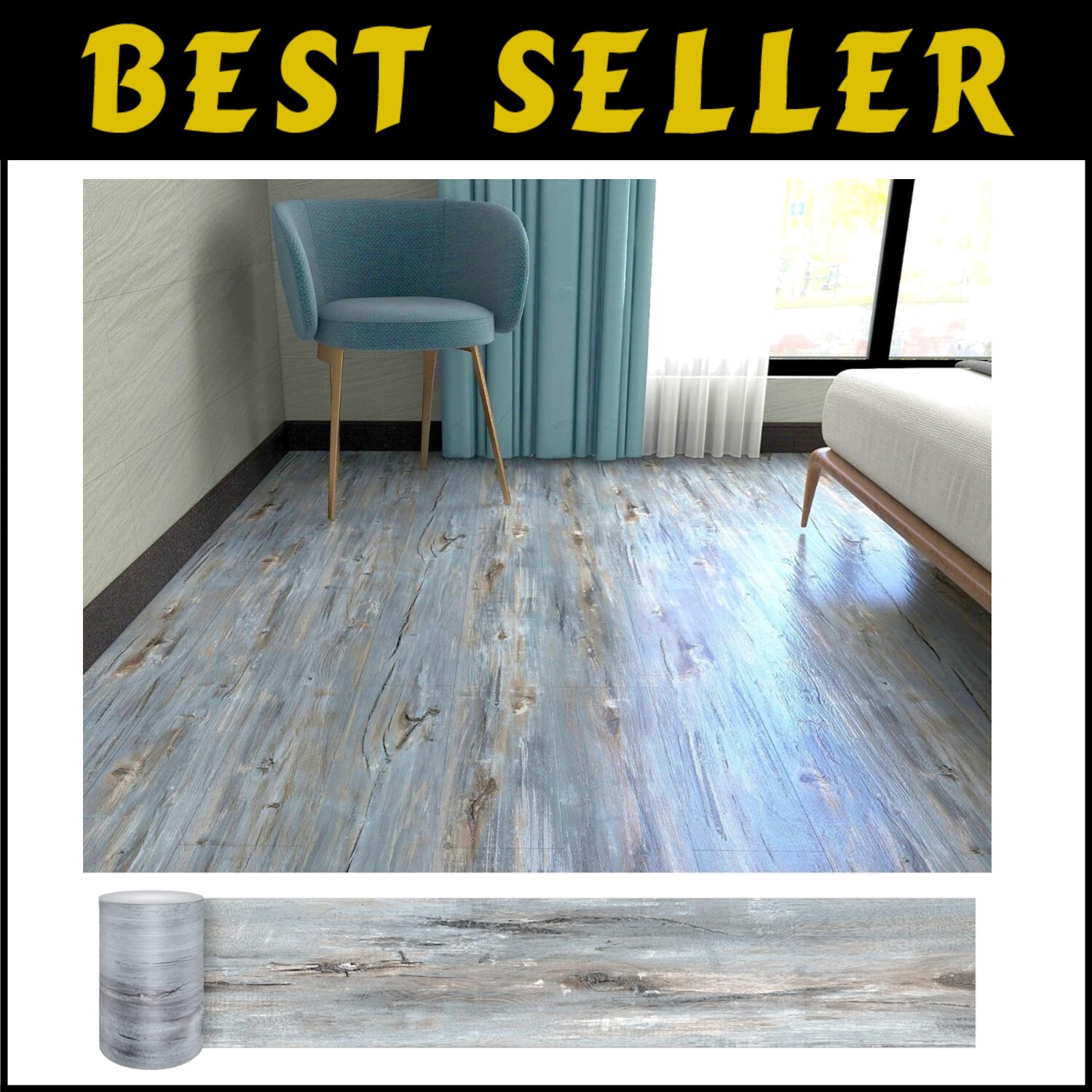 Durable Self-Adhesive Vinyl Floor Tiles - 36" x 6" Mediterranean Style, 72 Pack gallery