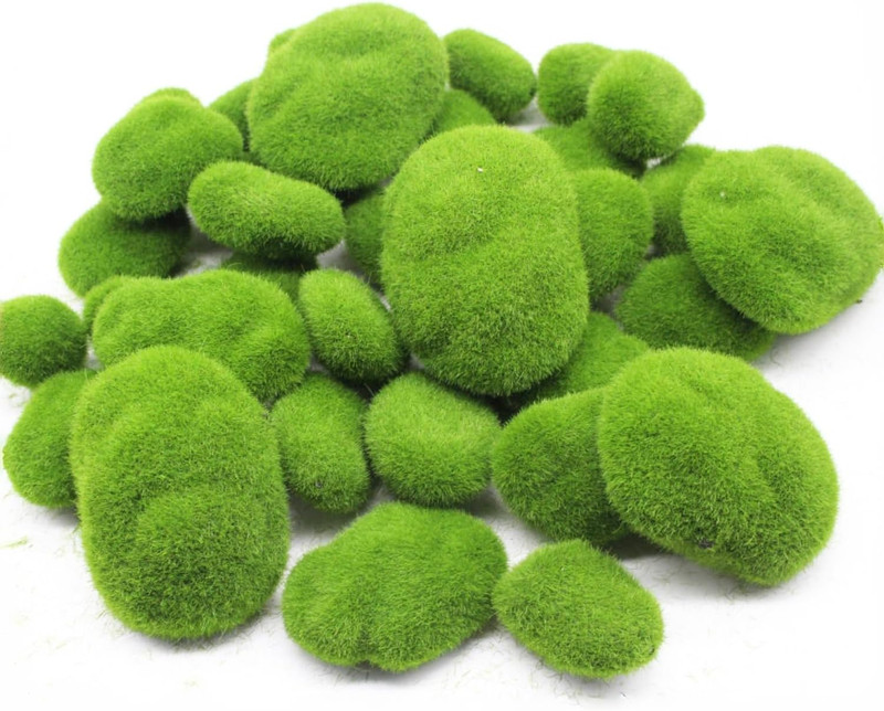 Artificial Moss Rocks Decorative, 35 Pcs Green Moss Balls, 5 Sizes, Fake Moss... gallery