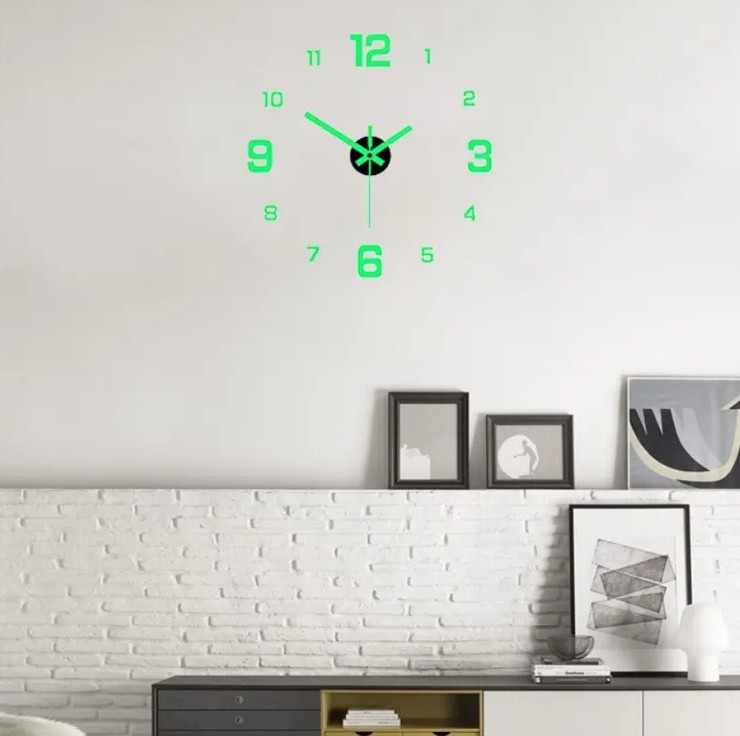 1pc Luminous 40cm DIY Silent Wall Clock Glow in Dark Sticker Clock - NEW gallery
