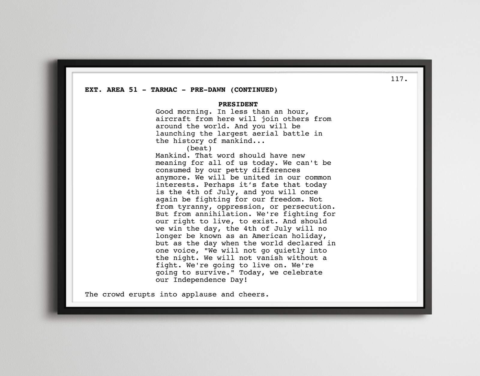 Independence Day Speech Screenplay POSTER! - Movie - Film - Inspirational - Art gallery
