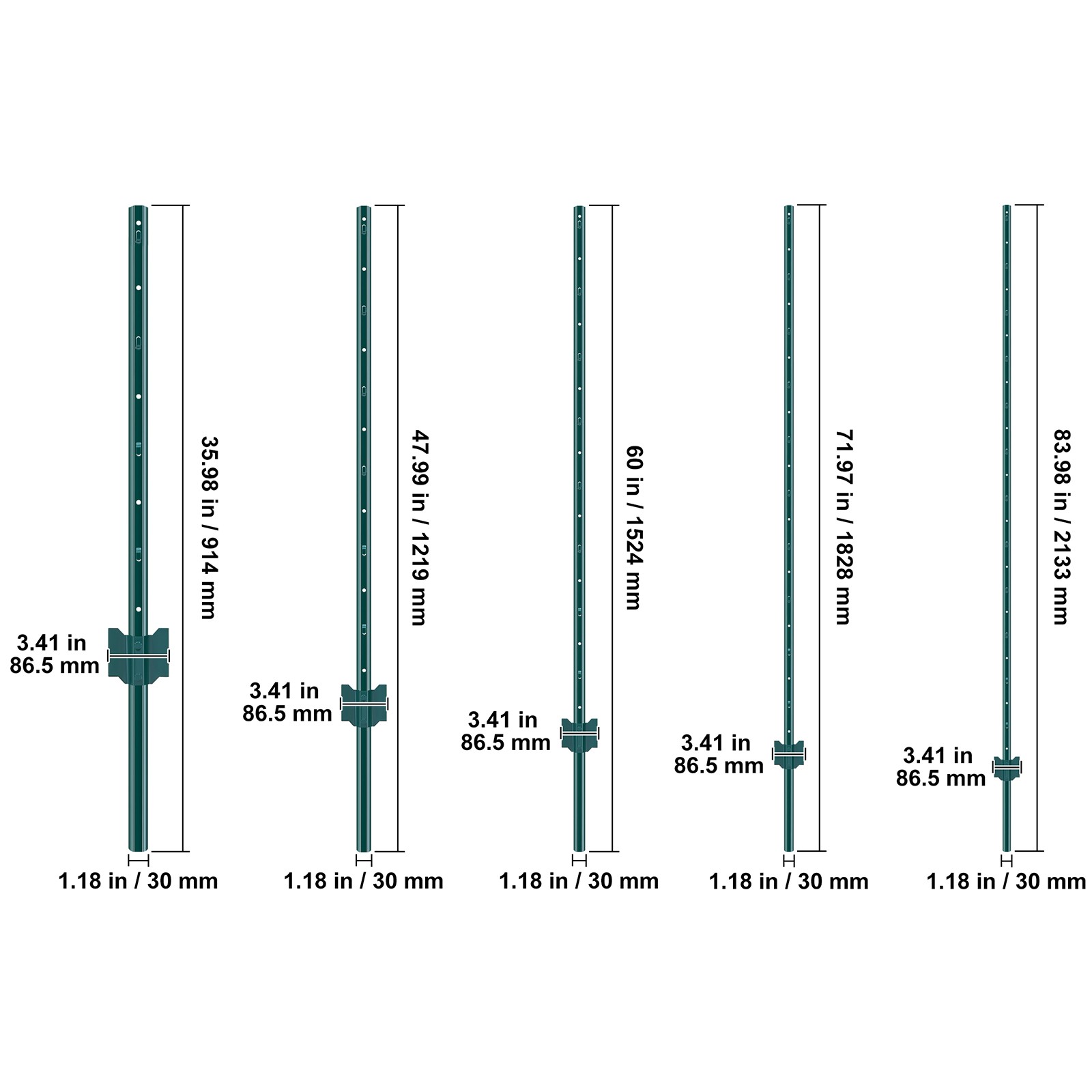 VEVOR Metal Fence Posts 3ft 4ft 5ft 6ft 7ft Fence Post 6 / 10 Pack Heavy Duty gallery