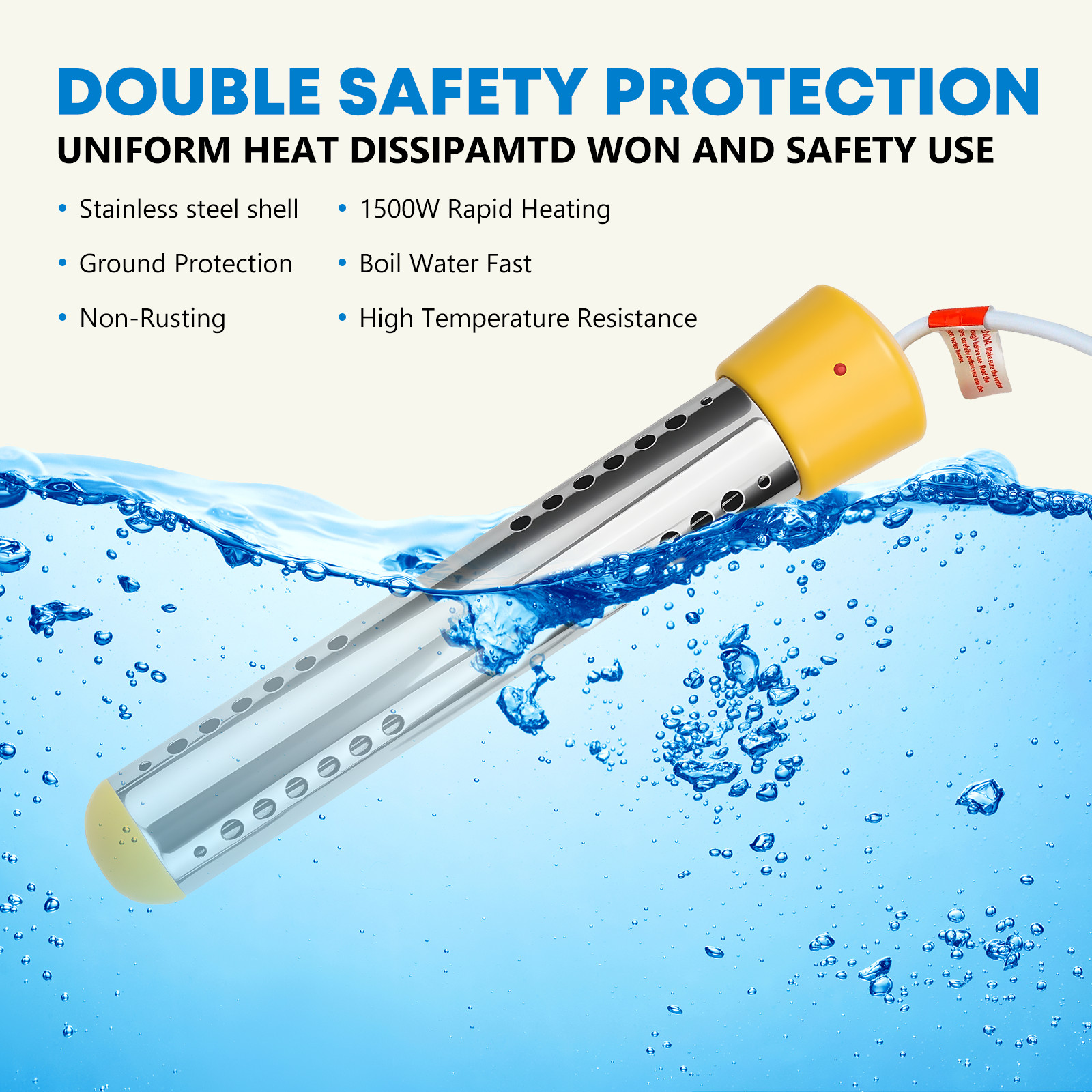 1500W Portable Immersion Water Heater - Fast Electric Heating Element for Bucket gallery
