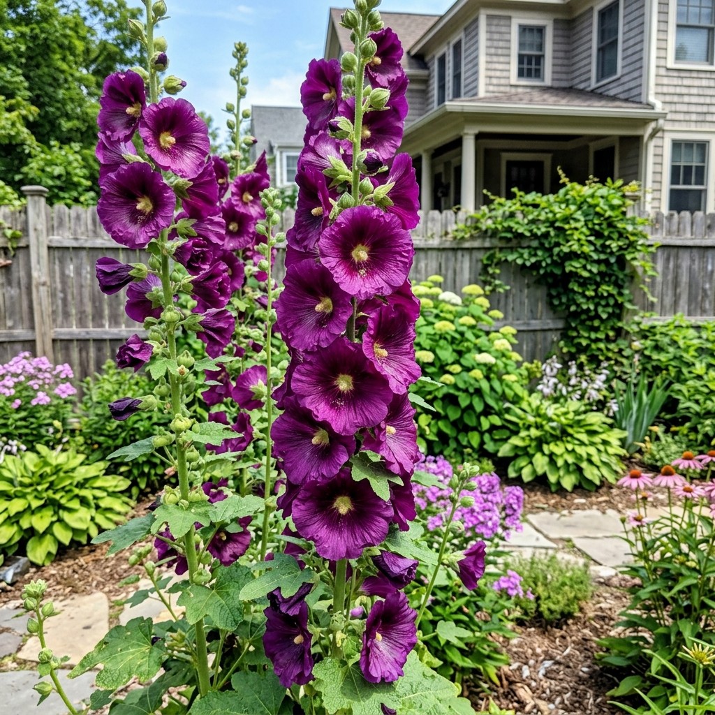 Spectacular 100 Hollyhock Flower Seeds, Purple - Fast Growing, Nature Inspired gallery