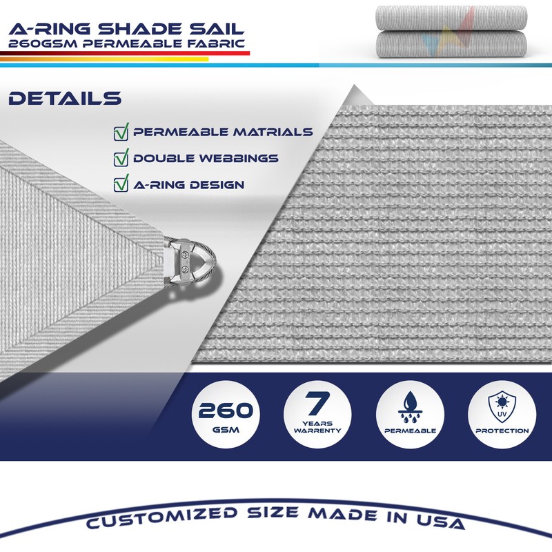 25/26/27ft Gray Triangle Sun Shade Sail Outdoor Steel Cable UV Blockage 260GSM gallery
