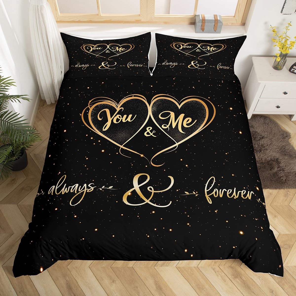 Mr Mrs Bedding Set You and Me Comforter Cover for Couple Lover Men Women Funn... gallery