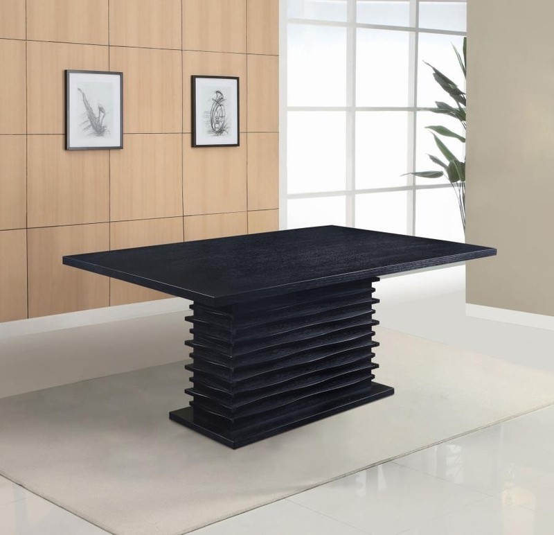 BLACK WAVE DESIGN RECTANGULAR DINING TABLE GREY CHAIRS DININGROOM FURNITURE SET gallery