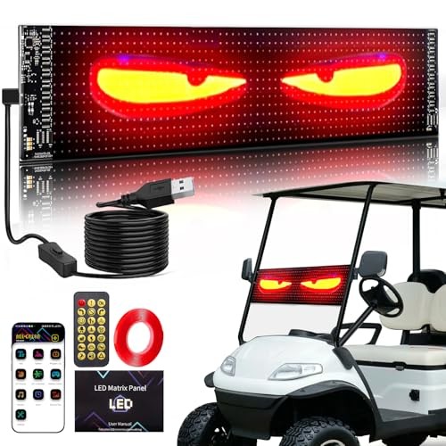 Golf Cart Devil Eyes Light Sign, 23x5in Programmable Flexible Screen for gallery