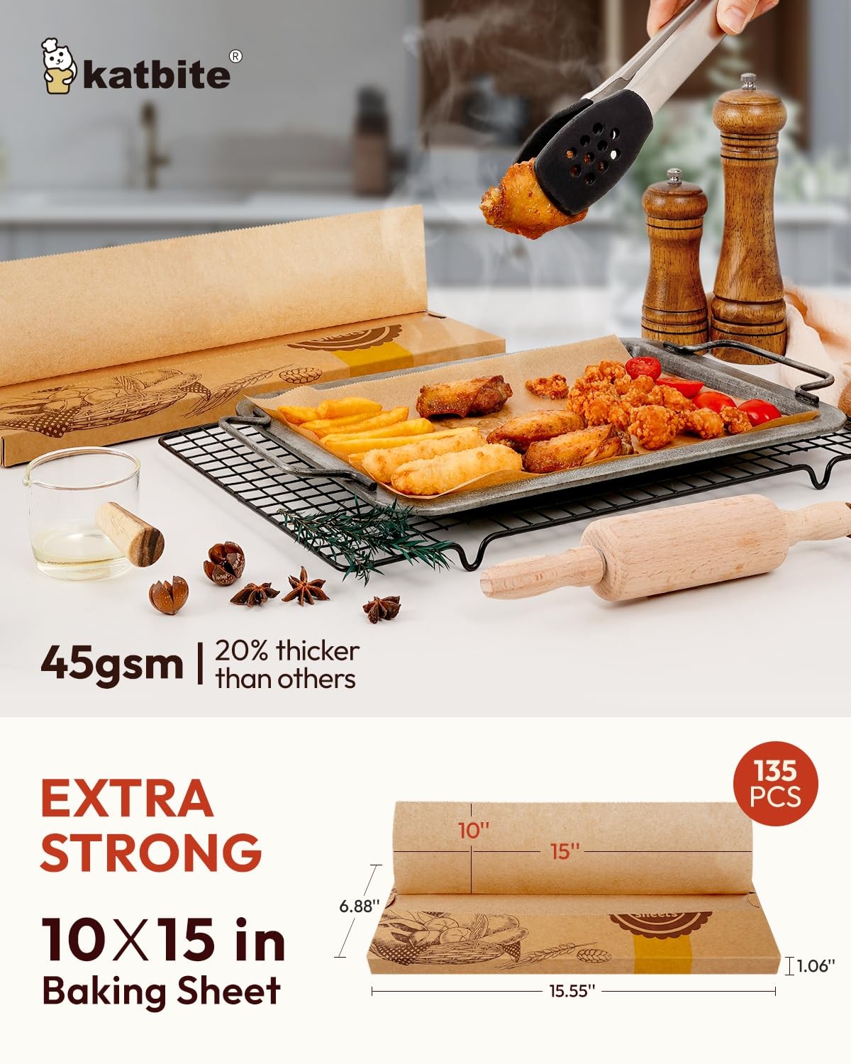katbite 135Pcs 45 gsm Pop-Up Parchment Paper 10x15inch-135 Pcs-B, Brown gallery