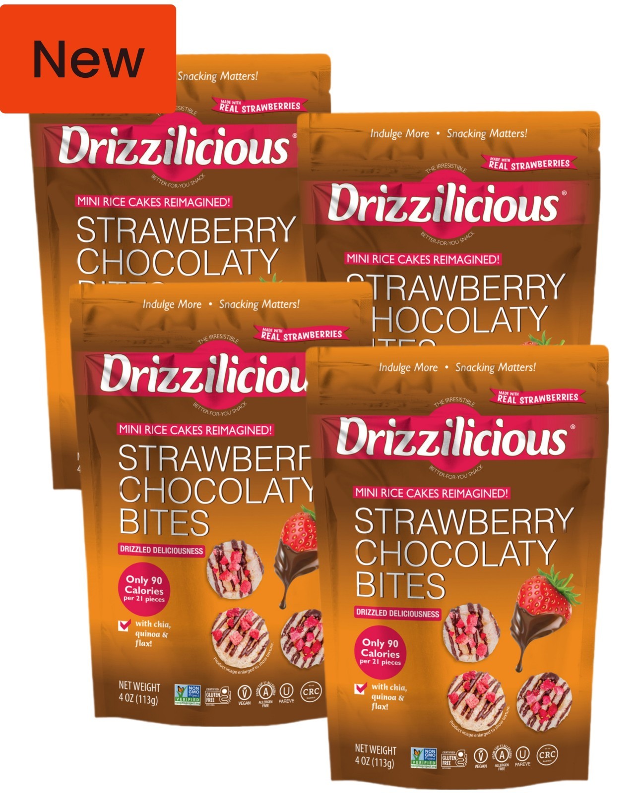 Drizzilicious Strawberry Chocolatey Mini Rice Cakes Bites Gluten Free Snacks 4pk gallery
