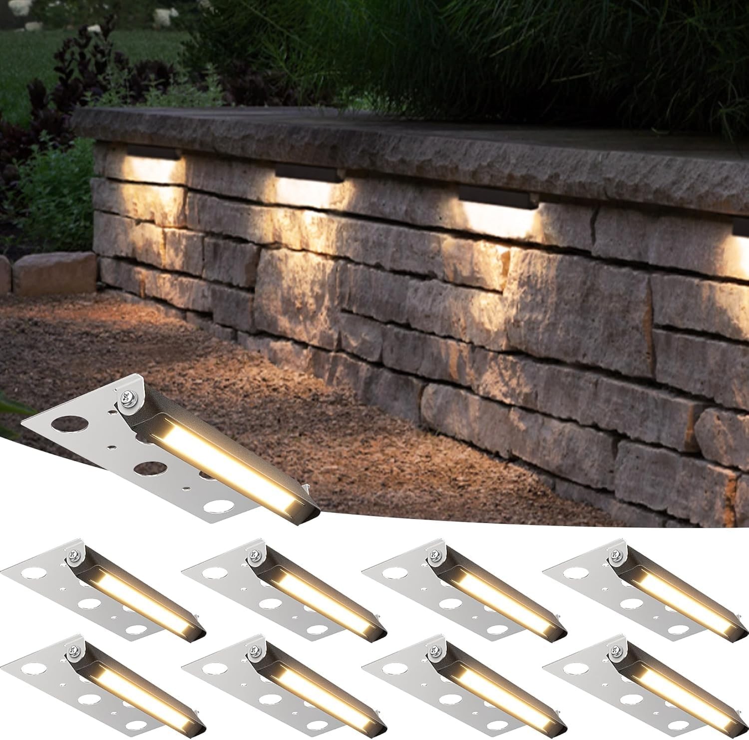 JESLED 8 Pack 7inch LED Hardscape Lights 5W 12V LED Retaining Wall Step Lights gallery
