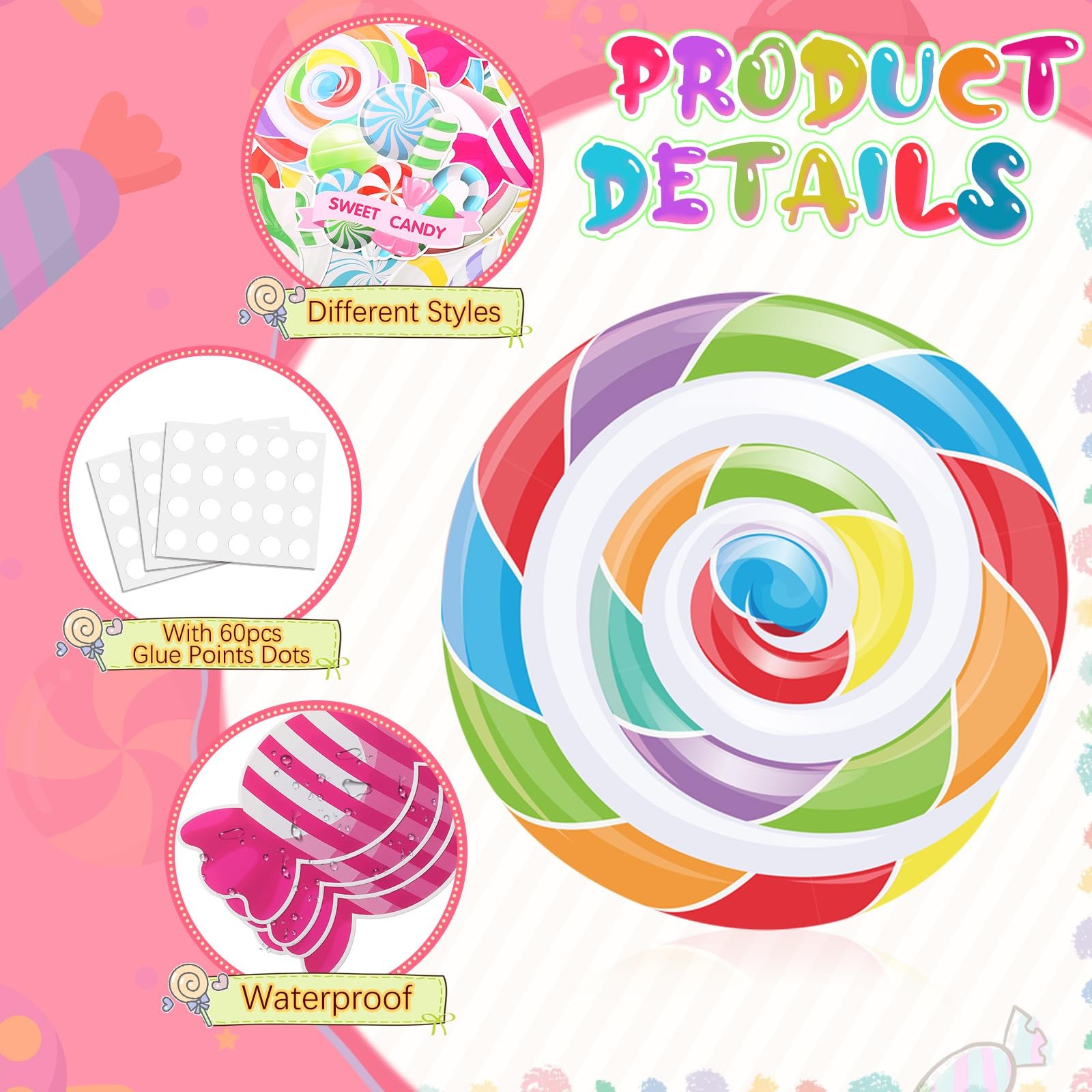 60 Pcs Candy Decorations Candy Cutouts Bulletin Board Set Sweet Peppermint Cu... gallery