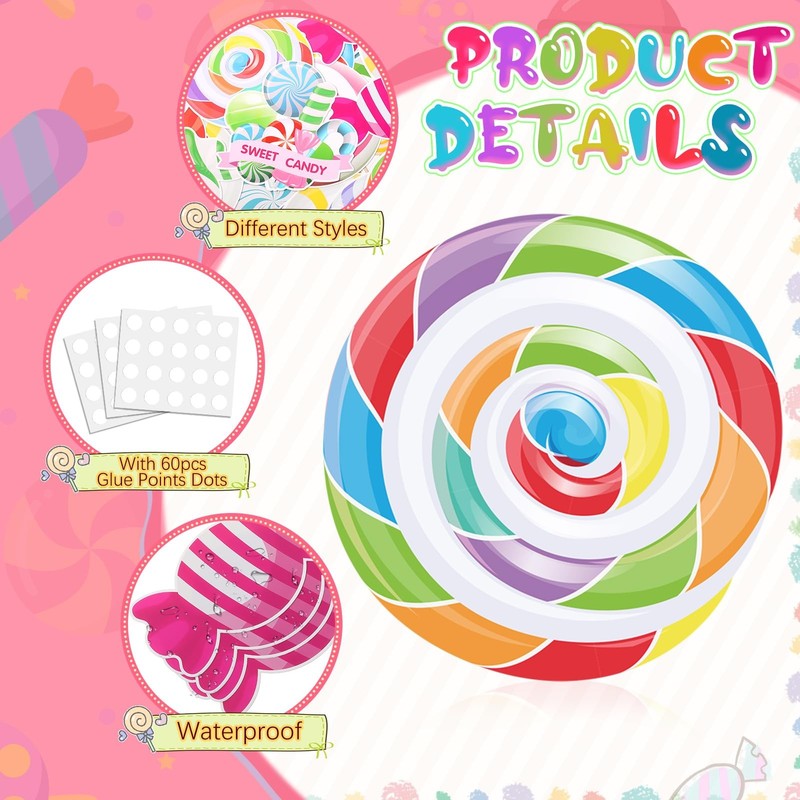 60 Pcs Candy Decorations Candy Cutouts Bulletin Board Set Sweet Peppermint Cu... gallery