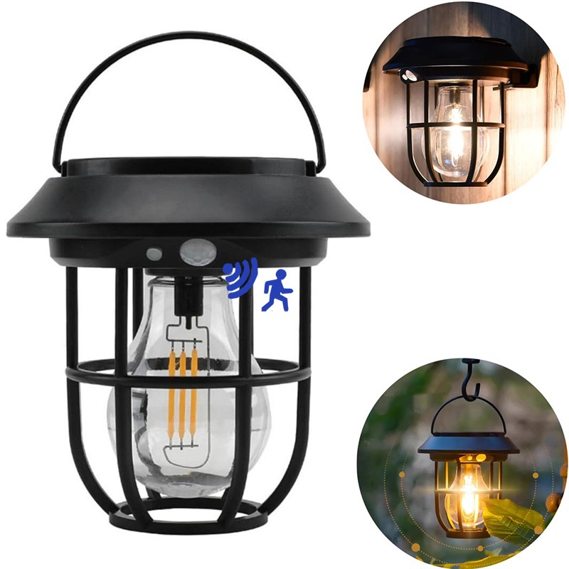 Solar Power Hanging Light Outdoor Motion Sensor Lantern Waterproof Camping Lamp gallery