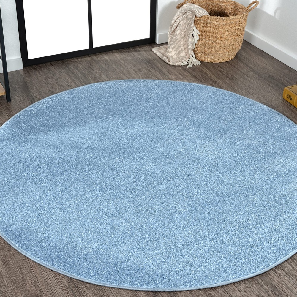 Jonathan Y Haze Solid Low-Pile Classic Blue 6 Round Indoor Area Rug