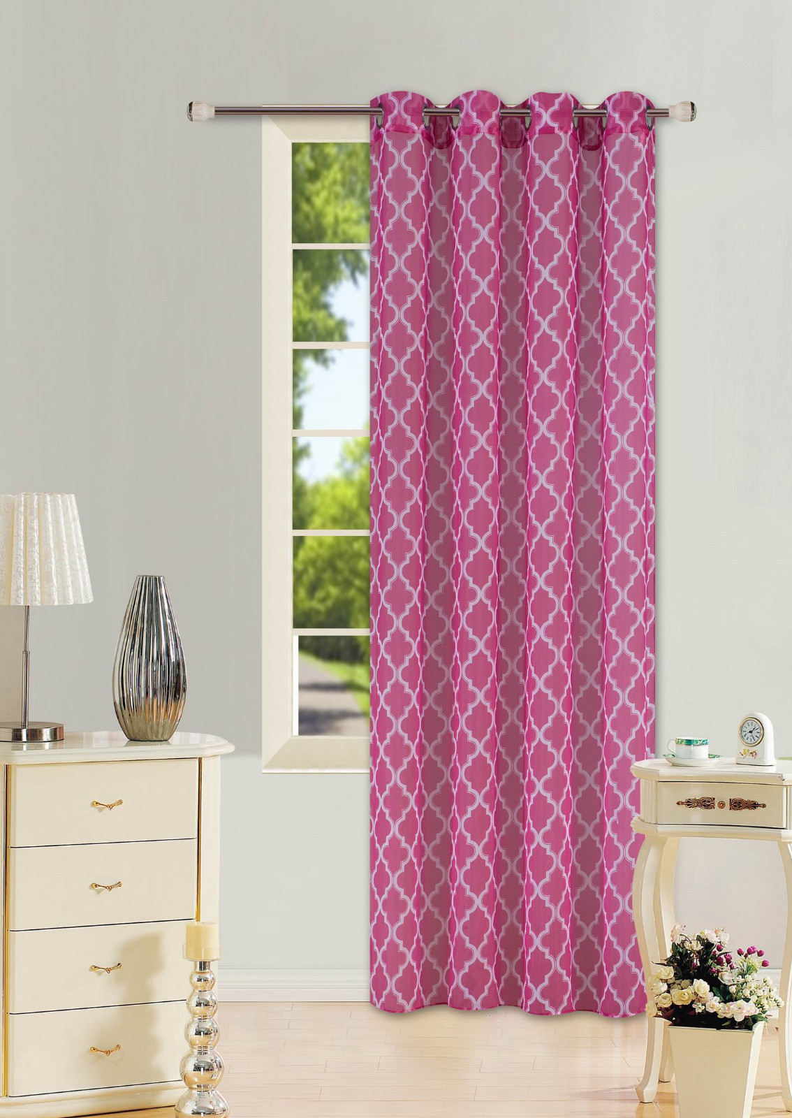 1 PC GEOMETRIC PRINTED GROMMET VOILE SHEER PANEL WINDOW CURTAIN TREATMENT #S38 gallery