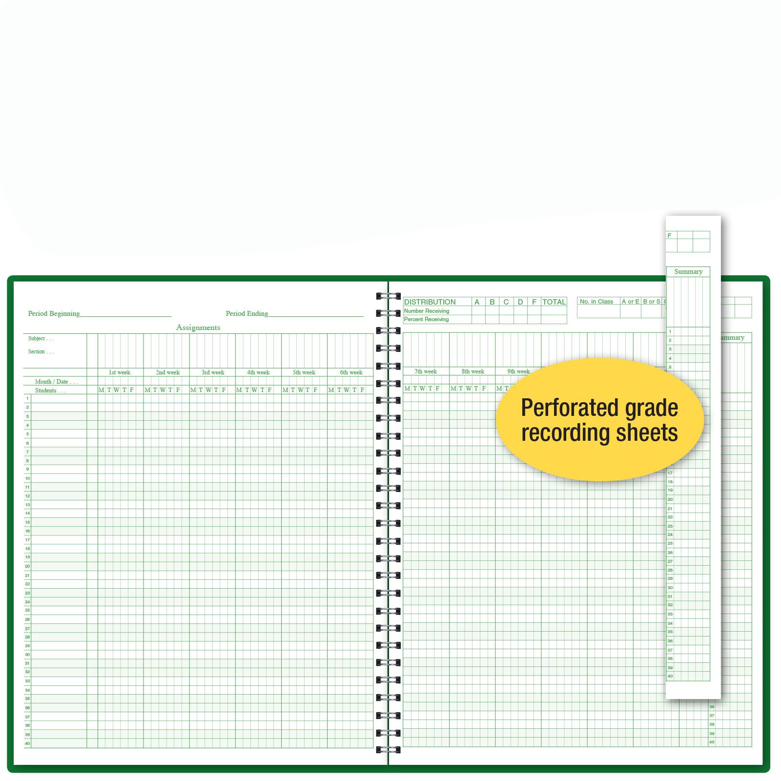 Teacher Record Book, 40 Names, 12 Weeks, Multicolor Organizer, Multicolor gallery
