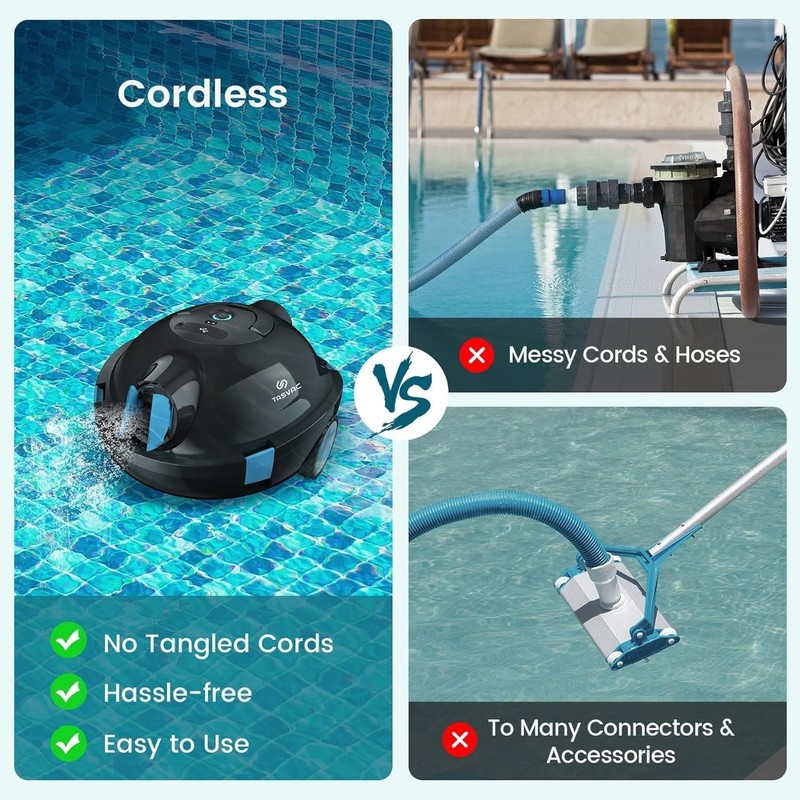 TASVAC Cordless Automatic Robotic Pool Vacuum Cleaner Y10 - - Scratch & Dent gallery