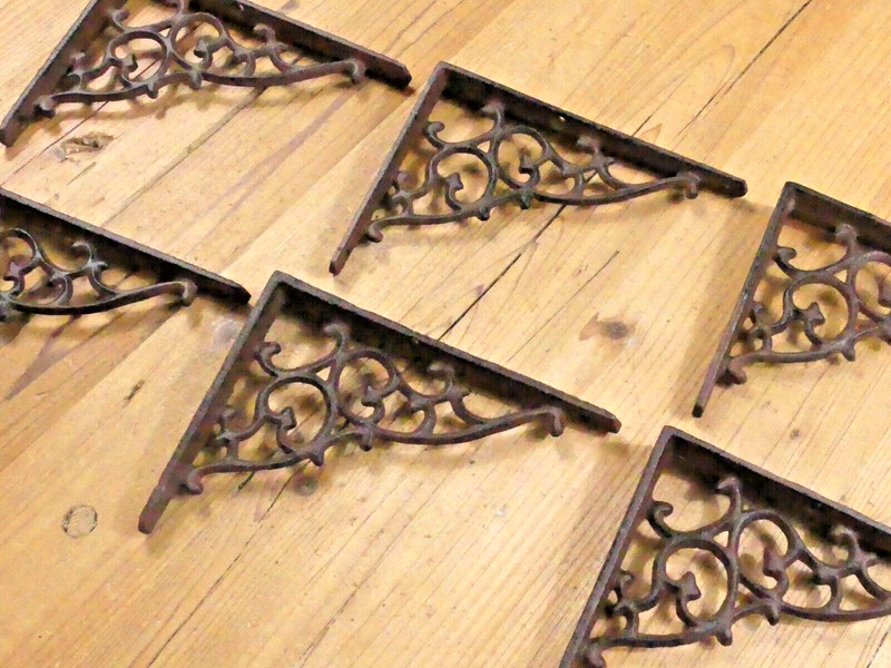 8 Antique Style Shelf Brace Wall Bracket Cast Iron Brackets Vine Garden Corbels gallery