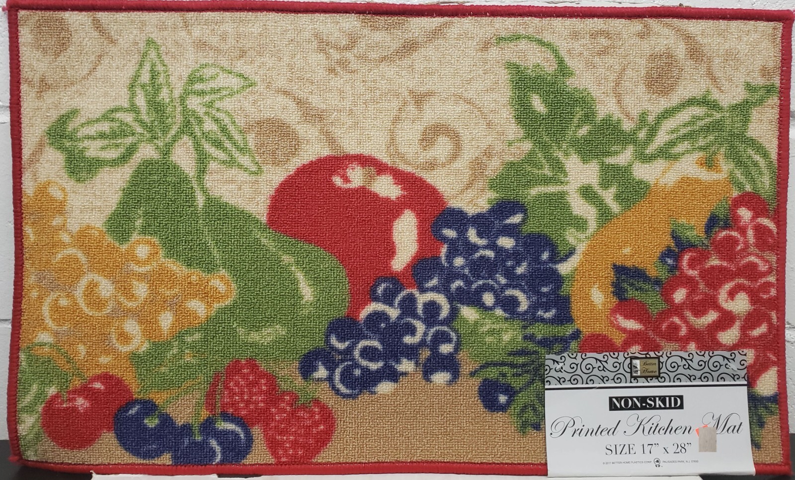 PRINTED NYLON KITCHEN RUG (non skid latex back) (17" x 28") FRUITS & BERRIES, BH gallery