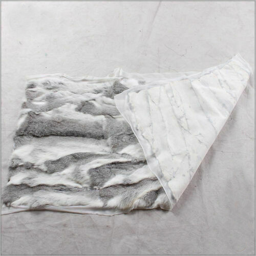 Real Rabbit FUR Throw Blanket Patchwork Skin Fur Rug Pelz Leather Pelt 1.8'x3.3' gallery