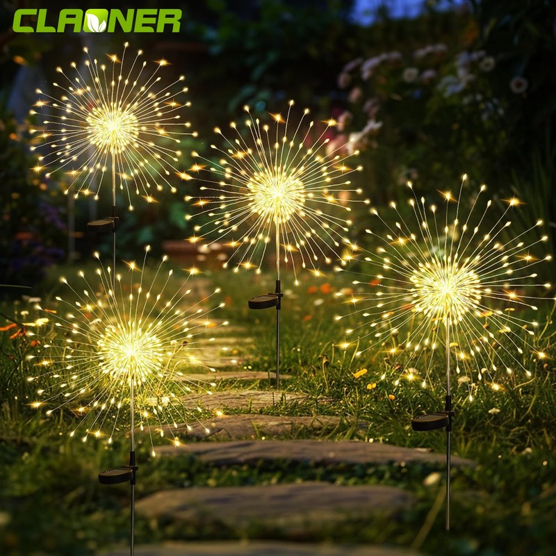 2-8pcs Solar Firework Lights LED Outdoor Waterproof Path Lawn Yard Garden Decor gallery