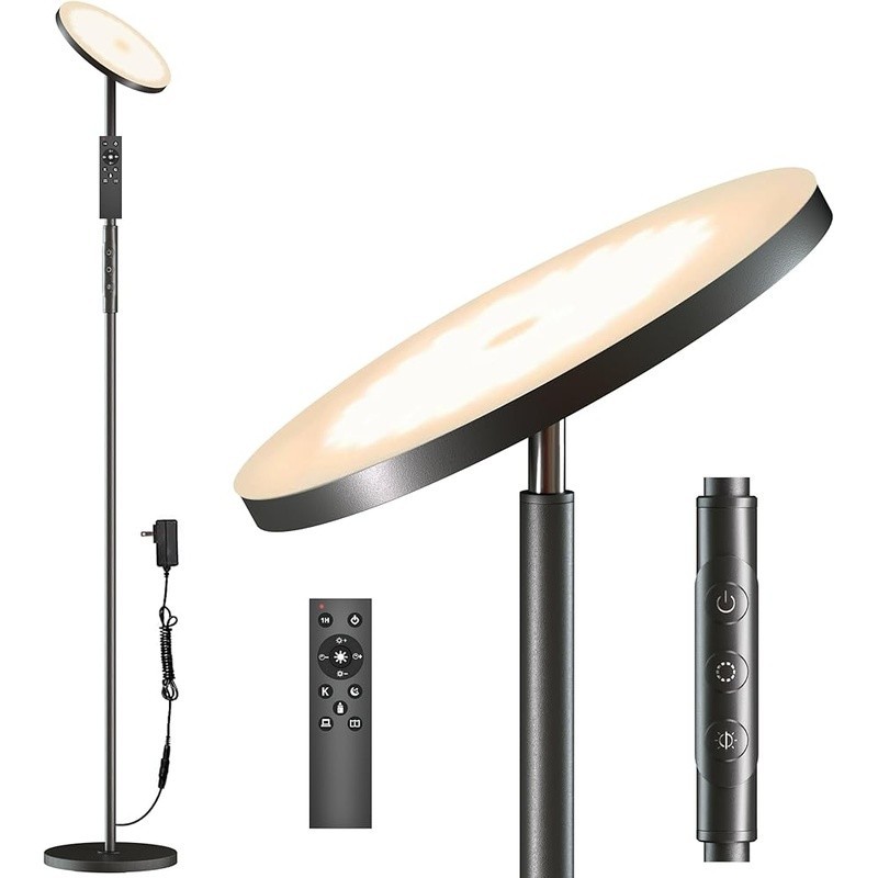 Stepless Dimming LED Floor Lamp Remote Control Eye Caring Rotatable Heavy Base gallery