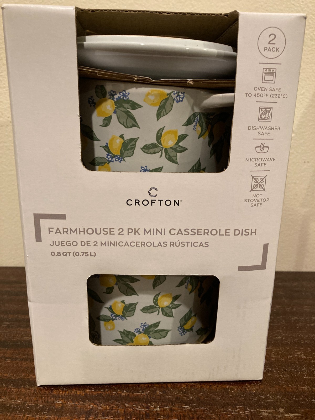 Crofton Lemons Farmhouse Mini Casserole Baking Dish 2Pk gallery