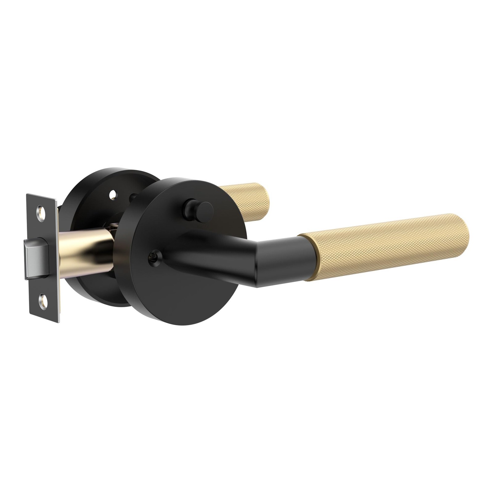 Matte Black Gold Keyless Privacy Door Handle Lever Knurled Grip gallery