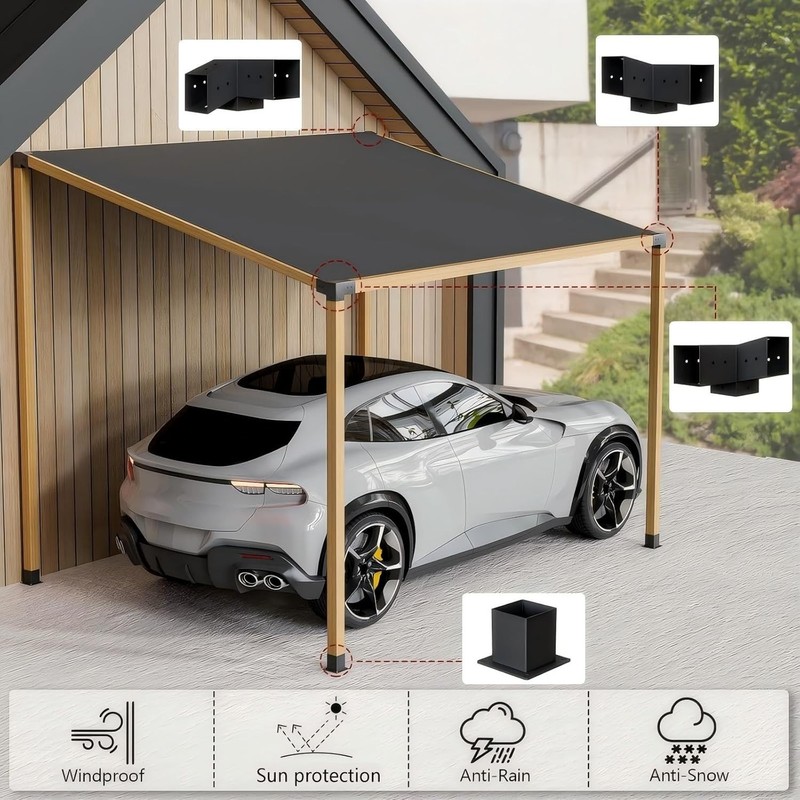 15° &75° Angled Pergola Brackets Kit, 3-Way Bracket with Post Base Kit for Log C gallery